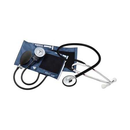 Mckesson Aneroid Sphygmomanometer/Nurse Stethoscope Kit, 23 to 33 cm, Adult, Black/Blue 775-660-11ANMM